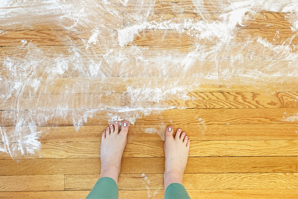 Baby Powder Feet in the Family Room