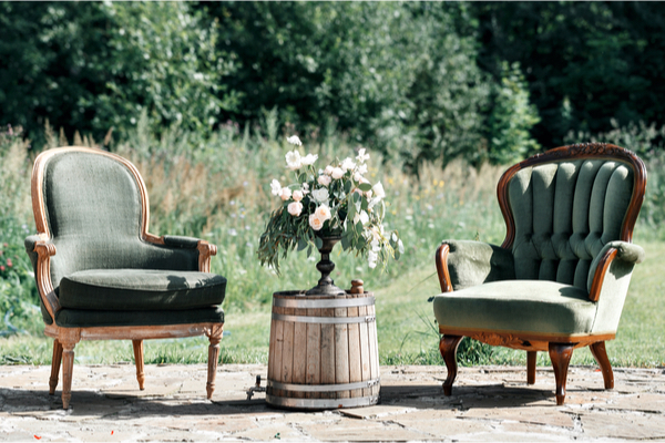 Antique and VIntage chairs outside